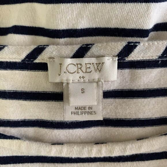 J Crew Factory Top Small Black Tan Striped Bell Sleeve Preppy Casual - Picture 4 of 5